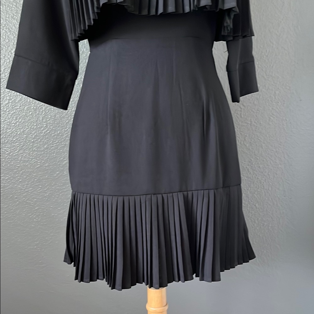 PrettyLittleThing Black Sheath Dress with 3/4 Sleeves and Mock Neck - Picture 7 of 12
